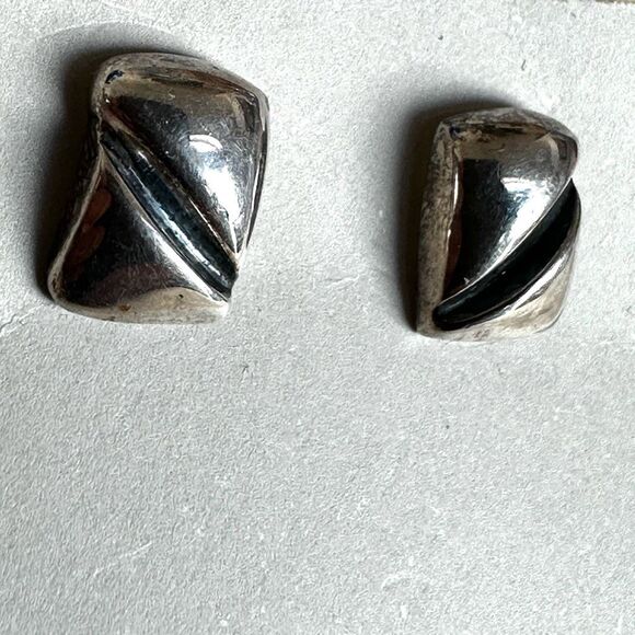 Sterling Silver Modernist Stud Earrings - Picture 7 of 8